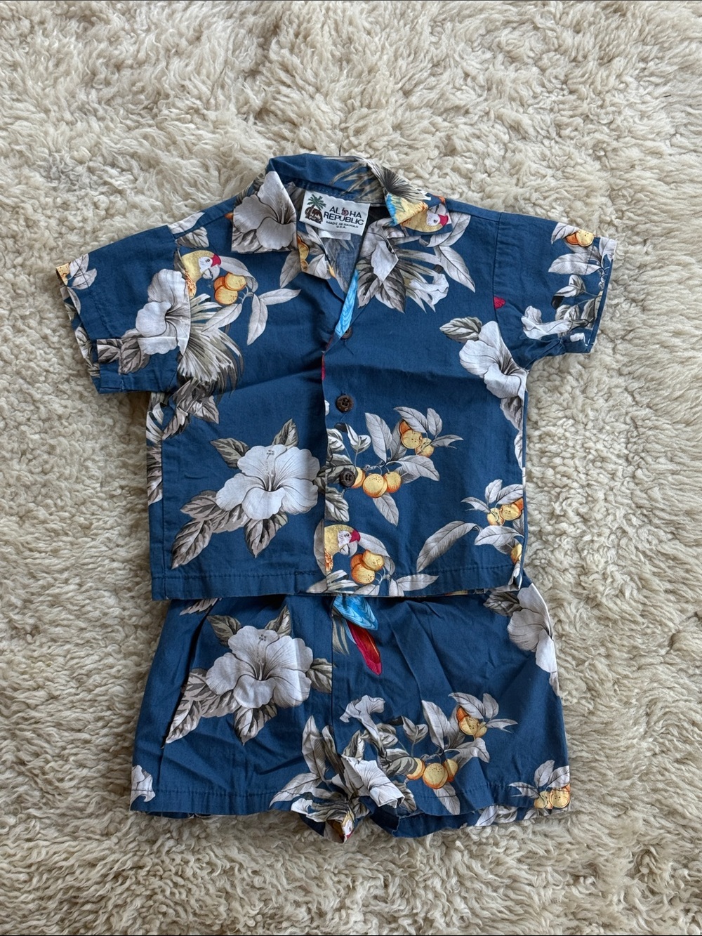 Boys Aloha Republic Navy Blue Tropical Matching Set